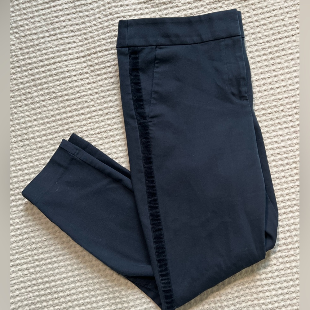 Ann Taylor Loft Marisa Pants black with velvet stipe down side.